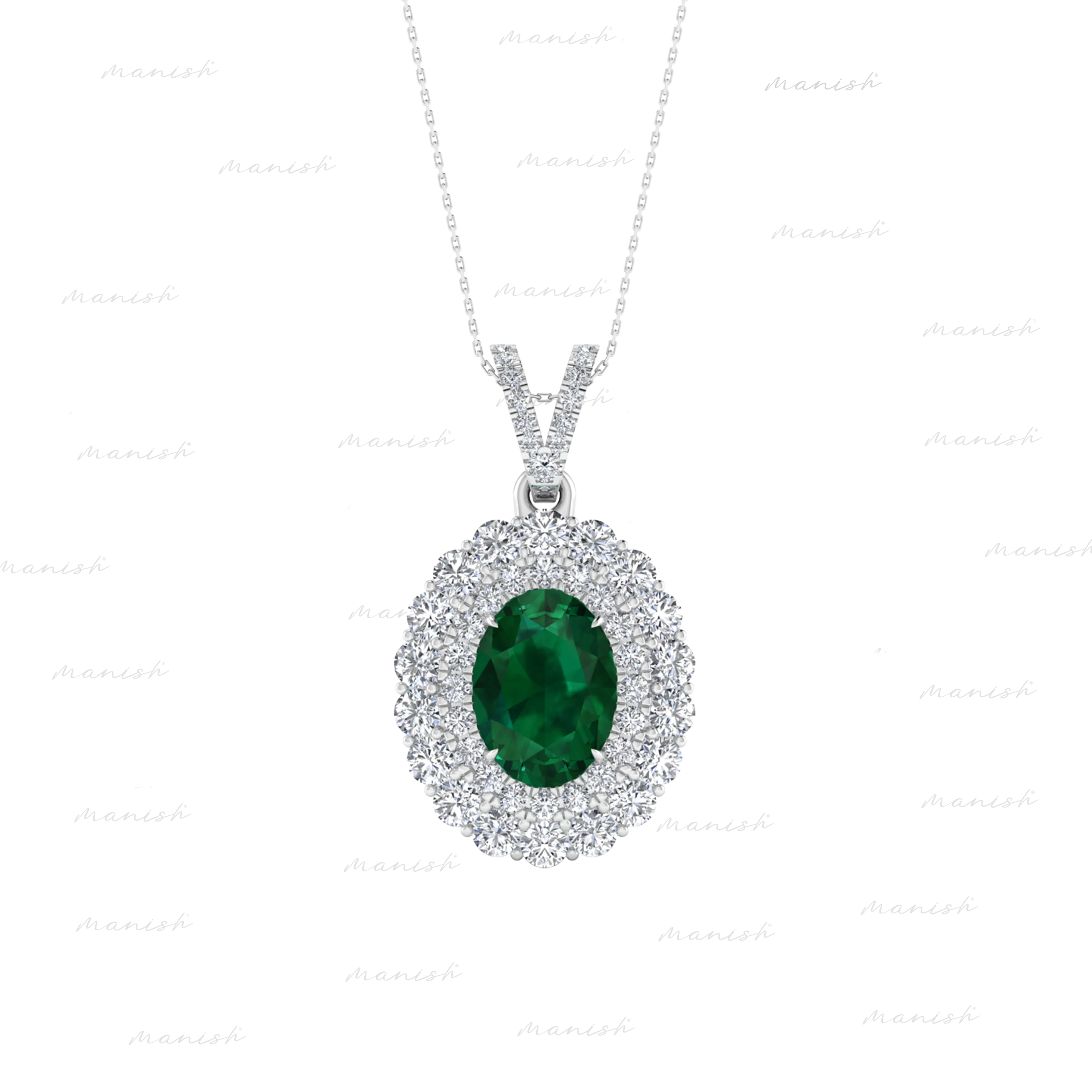 Eilo Diamond and Emerald Pendant